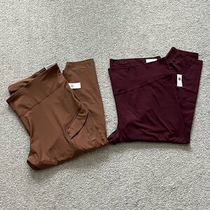 NWT Old Navy Extra High Rise Go Dry Leggings Size 4X in Golden Brown & Burgundy
